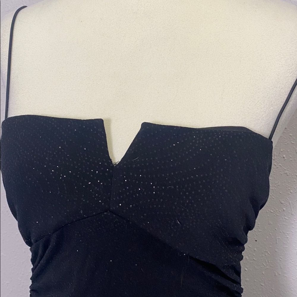 Vintage Y2K City Triangles Black Glitter High Low Asymmetrical Prom Dress Size M - Picture 9 of 12